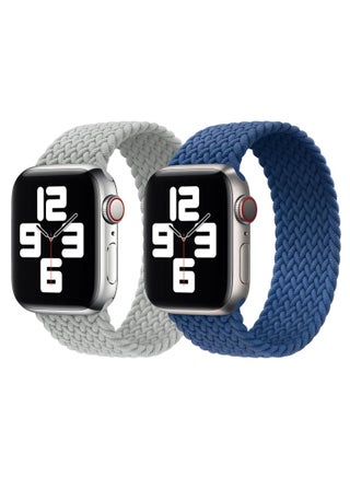 Braided Solo Loop Band Strap for Apple Watch Series 42/44/45mm Pearl White Strap with Atlantic Blue Strap(set of 2) - pzsku/ZF56998E0A610EFB82A0DZ/45/_/1662992610/cfdccd50-8338-4f5b-9395-ddd23427a191