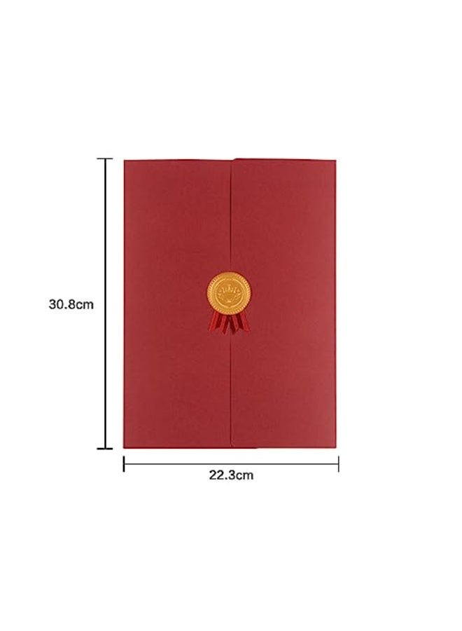 JZS Certificate Holders, Diploma Covers for A4 Paper Size Folding, Cardstock, for Award Certificates, Diplomas, Documents, Contract, Invitation Card Document Papers,Red, 6Packs - Image 2