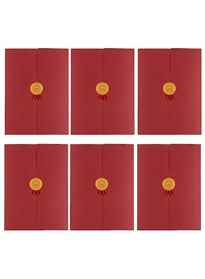 JZS Certificate Holders, Diploma Covers for A4 Paper Size Folding, Cardstock, for Award Certificates, Diplomas, Documents, Contract, Invitation Card Document Papers,Red, 6Packs - Image 1