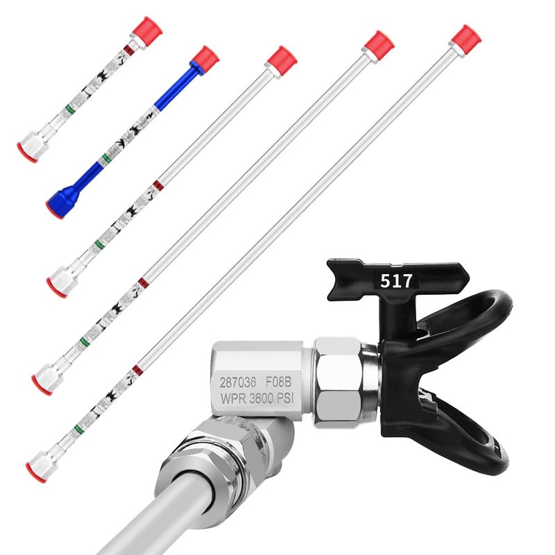 Spray Freely8 Piece Set of Extension Pole RodAirless Paint Sprayer Gun Tip Extension Polewith Swivel Joint Reversible Spray Tips and Tip Guard Protector 8in 12in 20in 30in 40in - Image 2