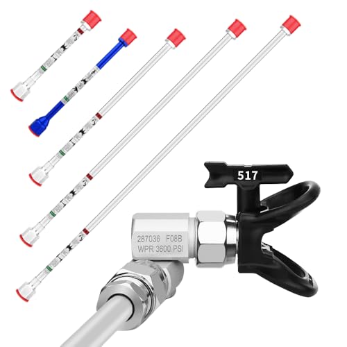 Spray Freely8 Piece Set of Extension Pole RodAirless Paint Sprayer Gun Tip Extension Polewith Swivel Joint Reversible Spray Tips and Tip Guard Protector 8in 12in 20in 30in 40in - Image 1
