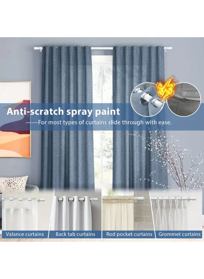Adjustable Window Curtain Rod 30 58 Inch Matte White Metal Rod With Stands - Image 5