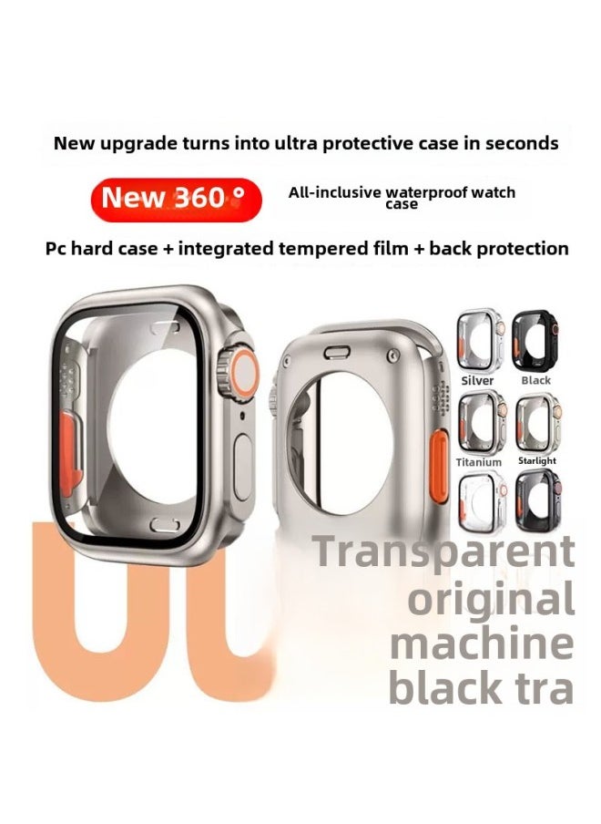Generic - Suitable For Apple Iwatch S10 Watch Case S9 Modified Second Variable Ultra Protective Case 360 All-inclusive Film-Color:Transparent + Orange -Overall Dimensions:Apple Iwatch S9/S8/S7 (41mm) - Image 1