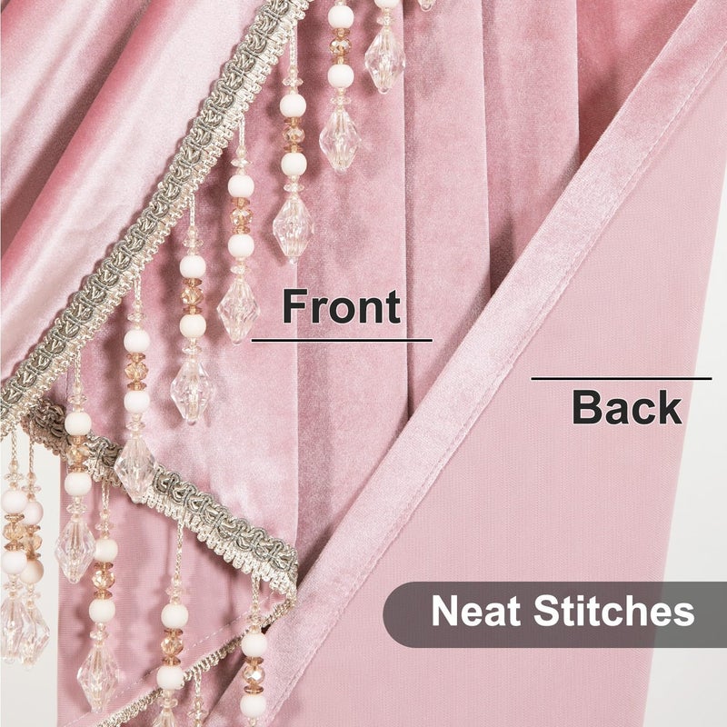 VOGOL Super Soft Velvet Valance for Bedroom, Thick Fabric Privacy Waterfall Valance with 2 Swags, Retro Pink Curtain Panels for Girl's Room Farmhouse, 59 Inches Wide, 1 Panel - Image 5