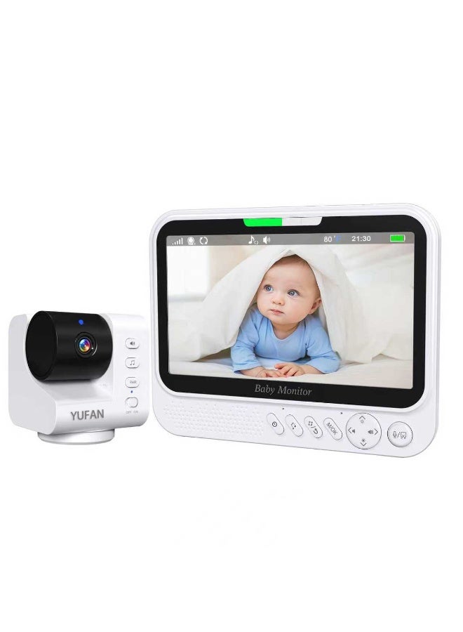 يوفان جهاز مراقبة أطفال بدون واي فاي، شاشة IPS مقاس 7 بوصات، جهاز مراقبة أطفال بدقة 1080 بكسل مع كاميرا وصوت، بطارية 5000 مللي أمبير/ساعة، مدى 300 متر، 6 تهويدات و2 ضوضاء بيضاء، VOX، مستشعر درجة الحرارة، رؤية ليلية، محادثة ثنائية الاتجاه - Image 1
