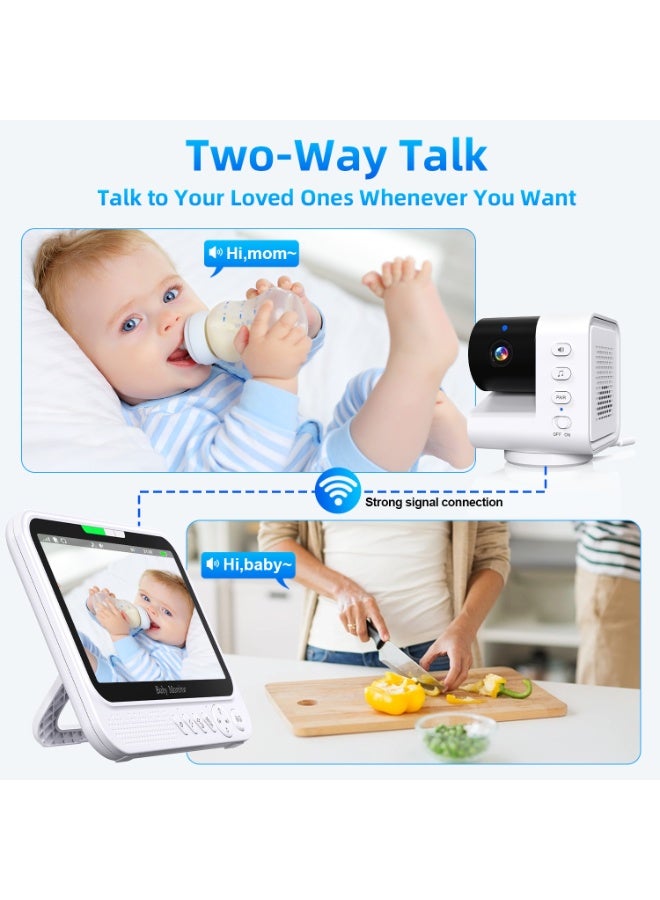 يوفان جهاز مراقبة أطفال بدون واي فاي، شاشة IPS مقاس 7 بوصات، جهاز مراقبة أطفال بدقة 1080 بكسل مع كاميرا وصوت، بطارية 5000 مللي أمبير/ساعة، مدى 300 متر، 6 تهويدات و2 ضوضاء بيضاء، VOX، مستشعر درجة الحرارة، رؤية ليلية، محادثة ثنائية الاتجاه - Image 5