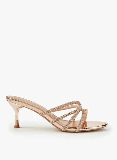 Flora Bella By Shoexpress Embellished Slip-On Sandals with Stiletto Heels
