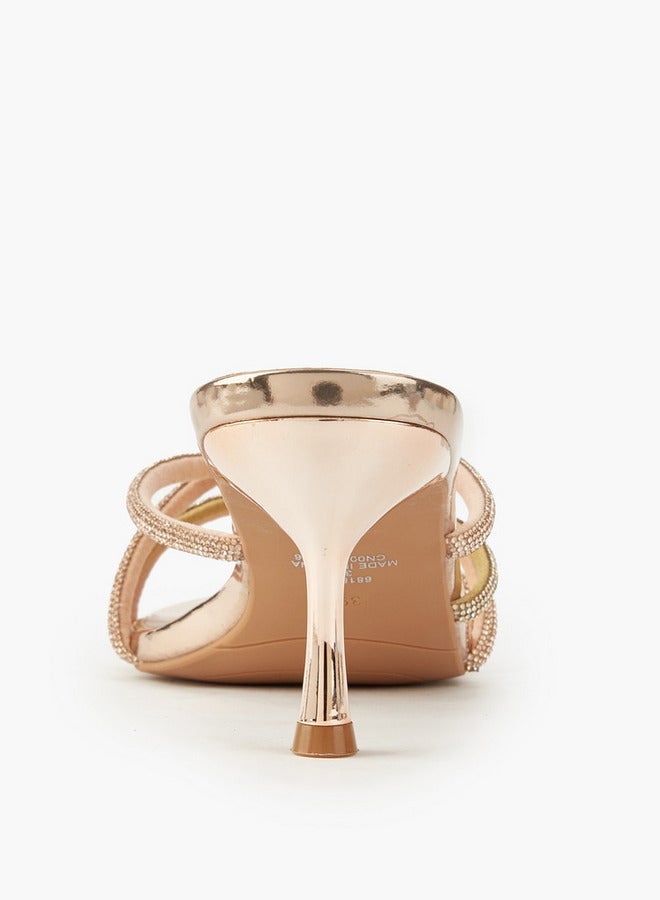 Flora Bella By Shoexpress Embellished Slip-On Sandals with Stiletto Heels - Image 5