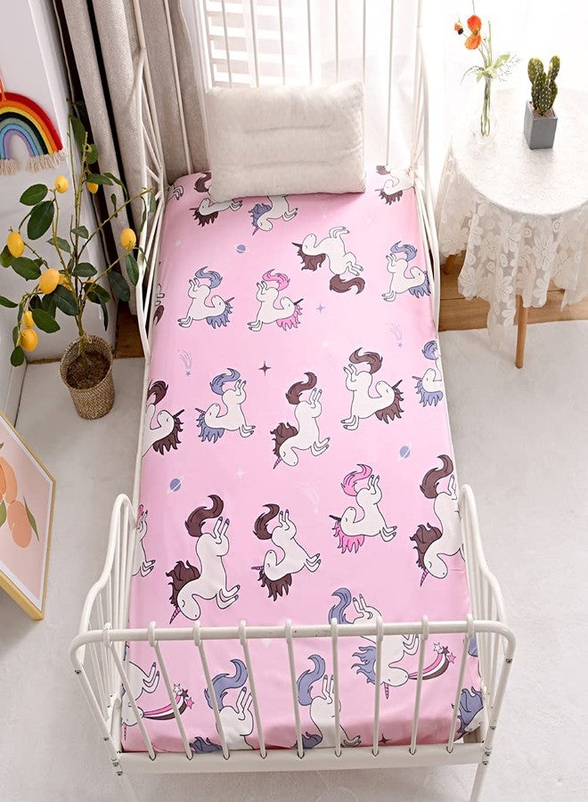 NATURETY Bedding Fitted Sheet with Deep Pocket,Animals Printed Thicken Soft Fabric Bed Sheets (Pink(Unicorn), Twin) - Image 1