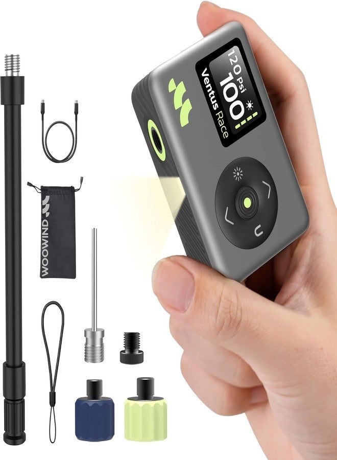 Woowind Ventus Race Mini Bike Pump, 25s Fast Inflation, Bicycle Pump with Gauge - 120 PSI, Bike Tire Pump with Presta, Schrader, Dunlop Valve for Road, City Bikes & MTB-by Woowind - Image 1