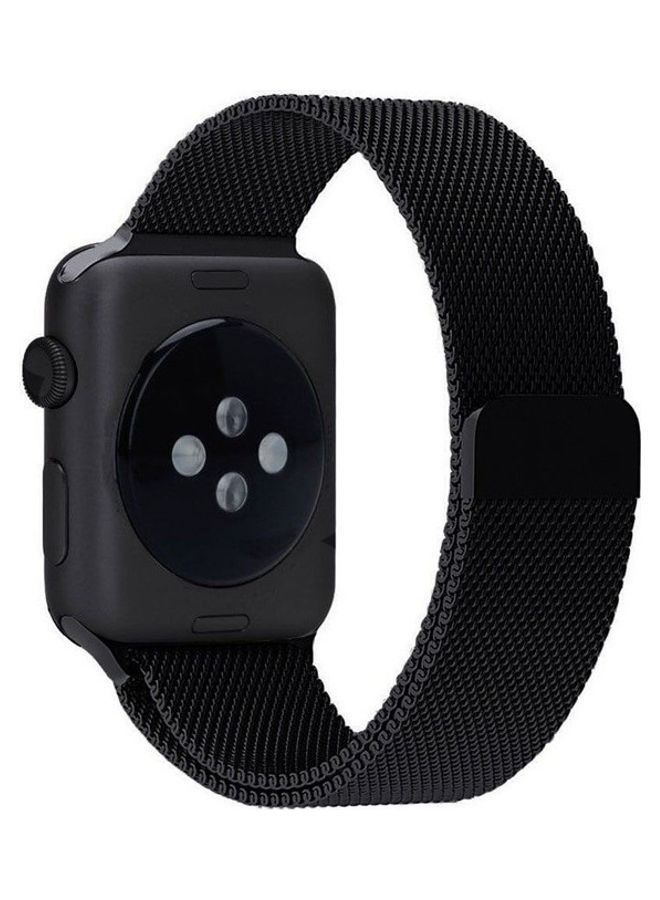 Milanese Loop Stainless Steel Replacement Band For Apple Watch Series 7/6/SE/5/4/3/2/1 42/44/45mm Black - Image 3
