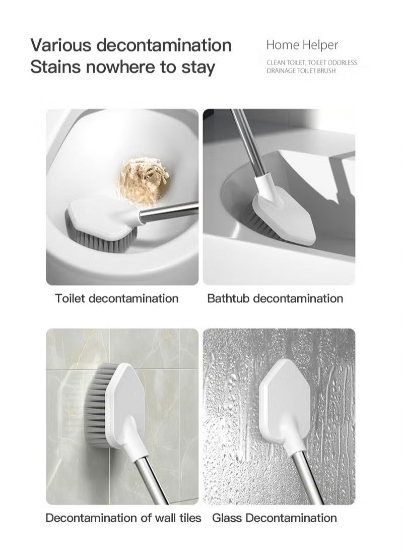 شاربدو فرشاة مرحاض صغيرة متعددة الاستخدامات، بمقبض من الفولاذ المقاوم للصدأ، موفرة للمساحة، تنظيف عميق، مقاومة للتسرب، سهلة التركيب، قابلة للتثبيت على الحائط، باللون الرمادي - Image 3