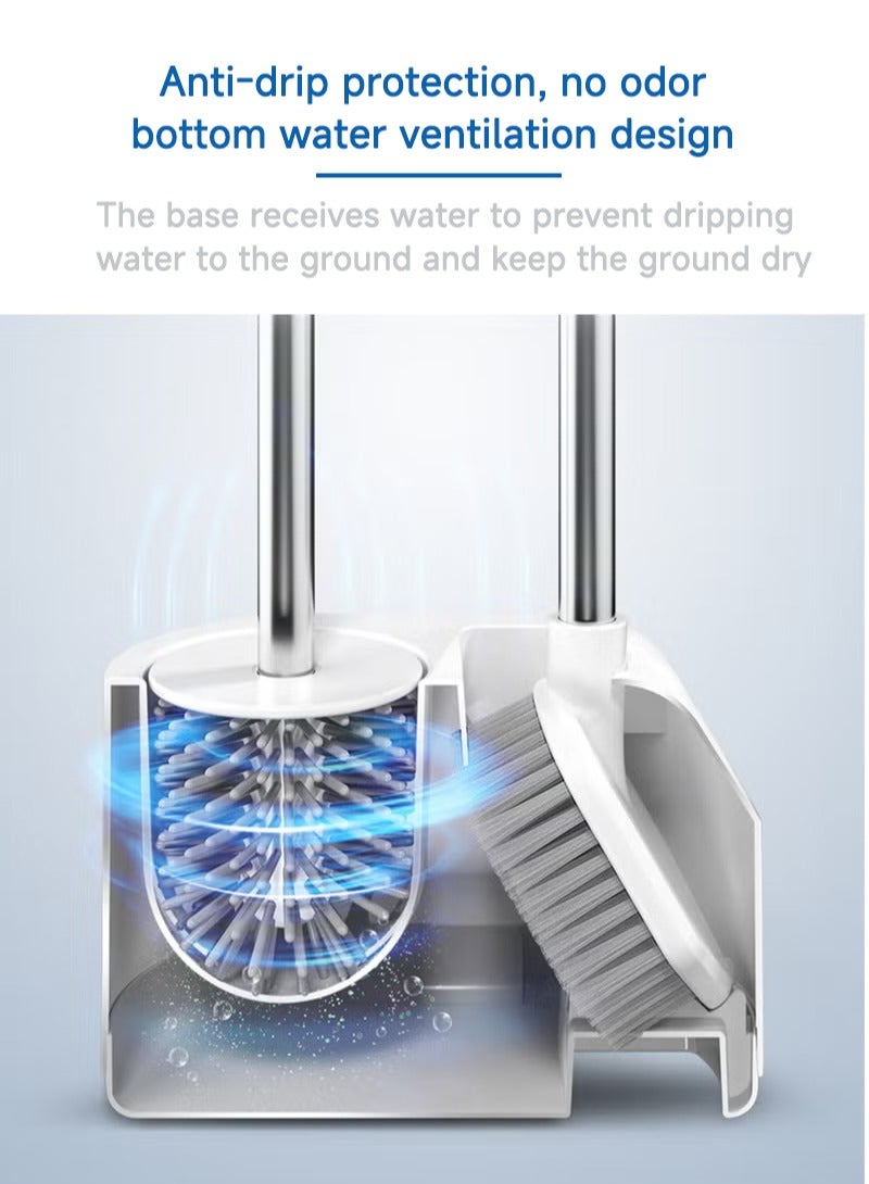 شاربدو فرشاة مرحاض صغيرة متعددة الاستخدامات، بمقبض من الفولاذ المقاوم للصدأ، موفرة للمساحة، تنظيف عميق، مقاومة للتسرب، سهلة التركيب، قابلة للتثبيت على الحائط، باللون الرمادي - Image 5