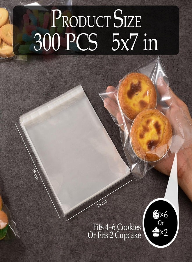 CUZAFO 300 PCS 5x7 inches Clear Self Sealing Cellophane Bags, Resealable Cookie Bags, Candy and Products - Image 2