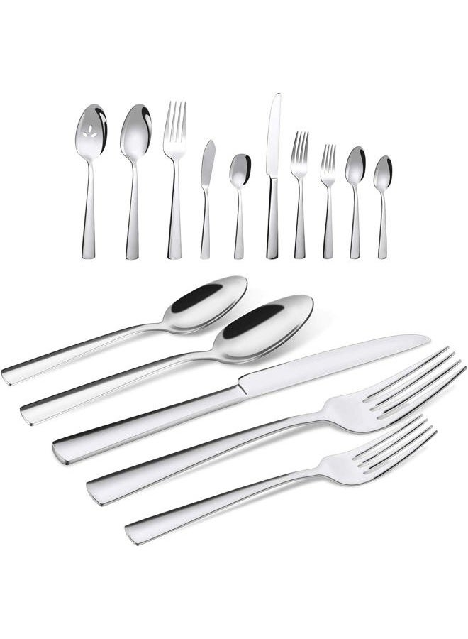 Brightown 65 Piece Silverware Flatware Cutlery Set, Stainless Steel Fork Spoon Knife Sets for 12, Dishwasher Safe,Ergonomic Design Size and Weight - Image 1