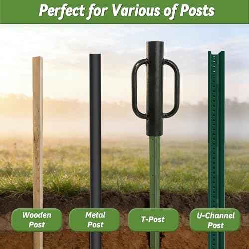 UIABOPZ T Post Driver, 12 LB Metal Fence Post Driver with Handle, 2.7" Inner Diameter Manual Post Pounder, Heavy Duty Tpost Driver, Hand Post Rammer for U Fence Posts, T Posts, Wooden Posts, 17 Inch Black - Image 5