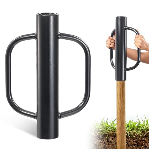UIABOPZ T Post Driver, 12 LB Metal Fence Post Driver with Handle, 2.7" Inner Diameter Manual Post Pounder, Heavy Duty Tpost Driver, Hand Post Rammer for U Fence Posts, T Posts, Wooden Posts, 17 Inch Black - Image 1