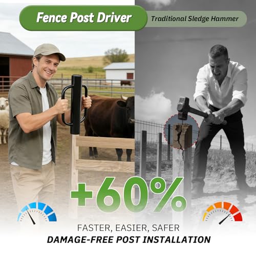 UIABOPZ T Post Driver, 12 LB Metal Fence Post Driver with Handle, 2.7" Inner Diameter Manual Post Pounder, Heavy Duty Tpost Driver, Hand Post Rammer for U Fence Posts, T Posts, Wooden Posts, 17 Inch Black - Image 2