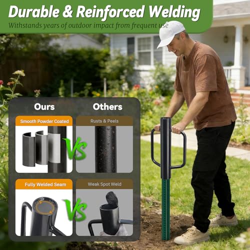 UIABOPZ T Post Driver, 12 LB Metal Fence Post Driver with Handle, 2.7" Inner Diameter Manual Post Pounder, Heavy Duty Tpost Driver, Hand Post Rammer for U Fence Posts, T Posts, Wooden Posts, 17 Inch Black - Image 3