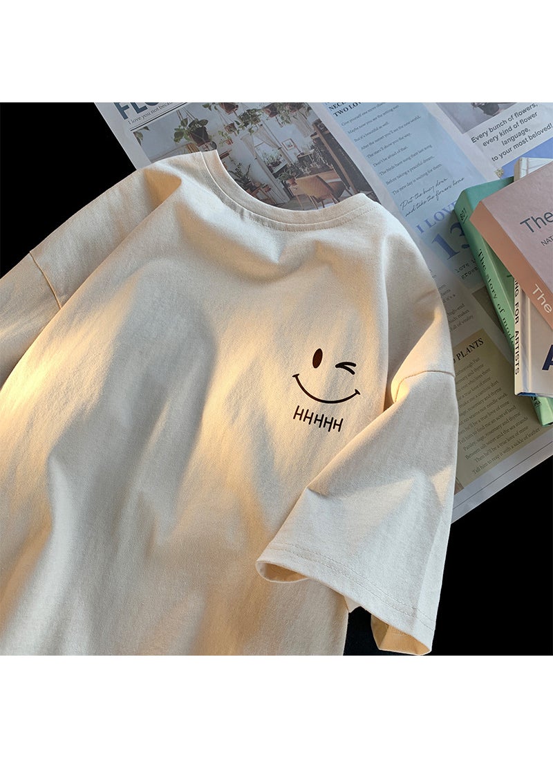 Generic - Summer 2024 Smiley Face Mens Fashion Tee Brown - Image 1