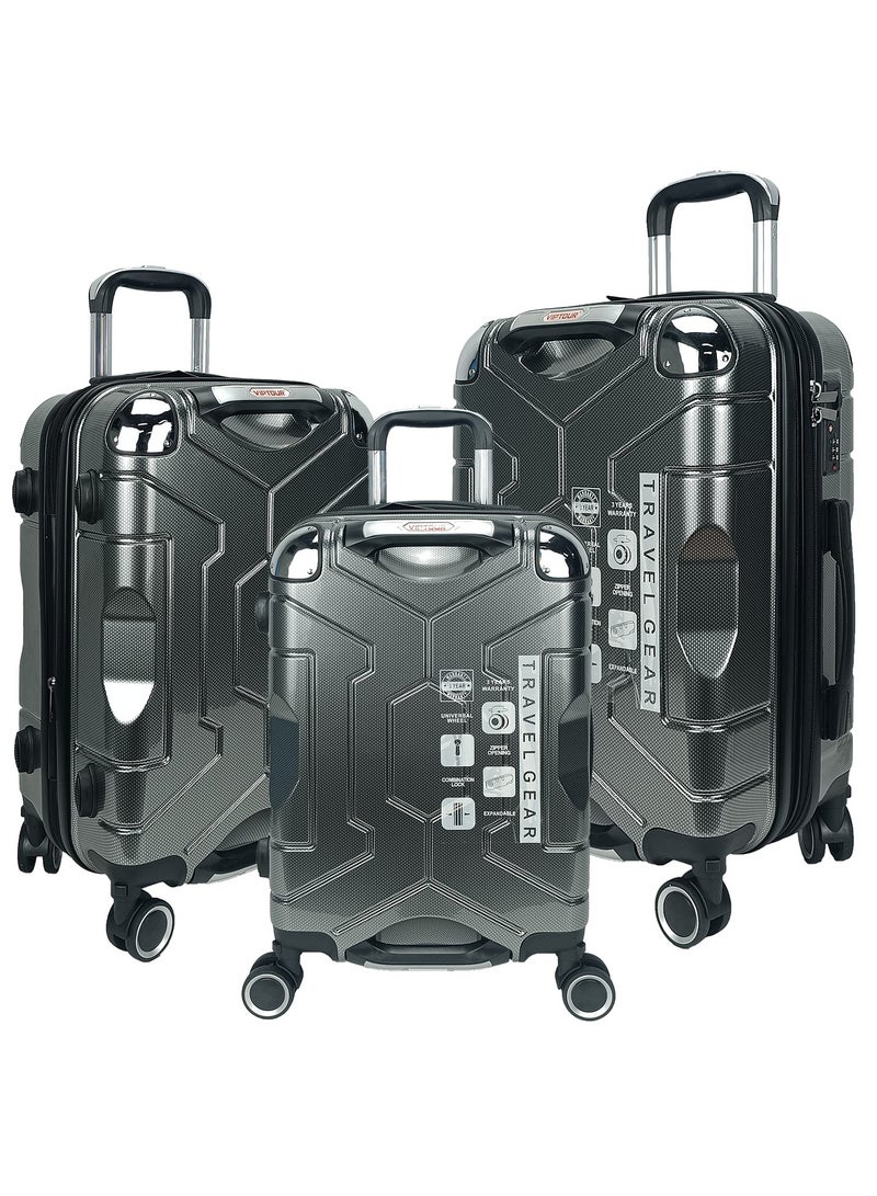 Trolley Luggage Set of 3 PCS TPC Hard Side Spinner Wheels with TSA Lock