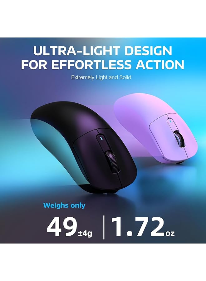 X3 49G Ultralight Mouse For Attack Shark Pixart Paw3395 Gaming Sensor Bt/2.4G Wireless/Wired Gaming Mouse 26000 Dpi 200 Hours Battery Office Mice For Win11/Xbox/Ps/Mac (Black X3)  - Image 3