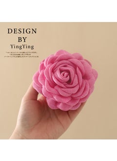 Yiwu Factory Solid 3D Rose Hair Claw Handmade Fabric Hair Grip Rose powder