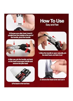 Generic 5 in 1 Wire Stripper, Combination Interchangeable Pliers Kit, Alloy Steel Wire Cutter Stripping Tool with Ergonomic Handle Design for Electrical Wire Stripping, Cable Cutting  - Image 3
