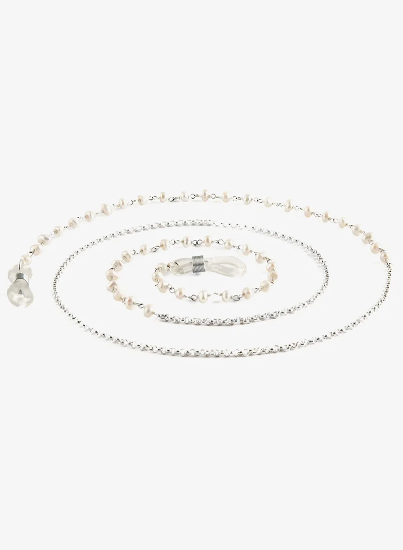 Minza  Minza “Niveus” Women’s Eyewear Chain, Natural Freshwater Pearls & 925 Sterling Silver, Handmade White Pearl Glasses Chain for Sunglasses & Eyeglasses, Elegant Minimalist Eyewear Accessory. for Women | Best Price UAE