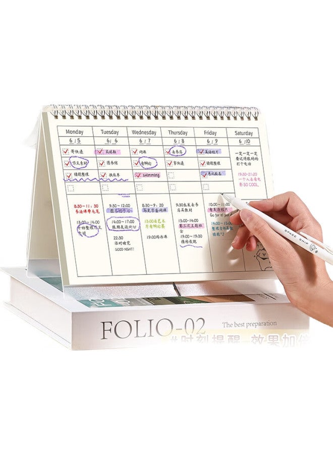Jiamo Weekly Planner, Calendar Notebook, Self-Discipline Check-In Tool, Weekly Schedule, Time Management Efficiency Manual, Study And Work Planner, Back-To Reminder, Desk Calendar, Back-To Season Gift - Image 2