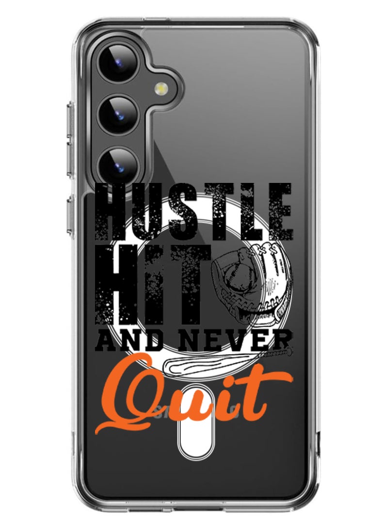 Theodor Magnetic Case for Samsung Galaxy S24 Plus 6.7-inch Compatible with MagSafe Wireless Charging, Shockproof Phone Bumper Cover Hustle hit and never quit black copy - Image 1