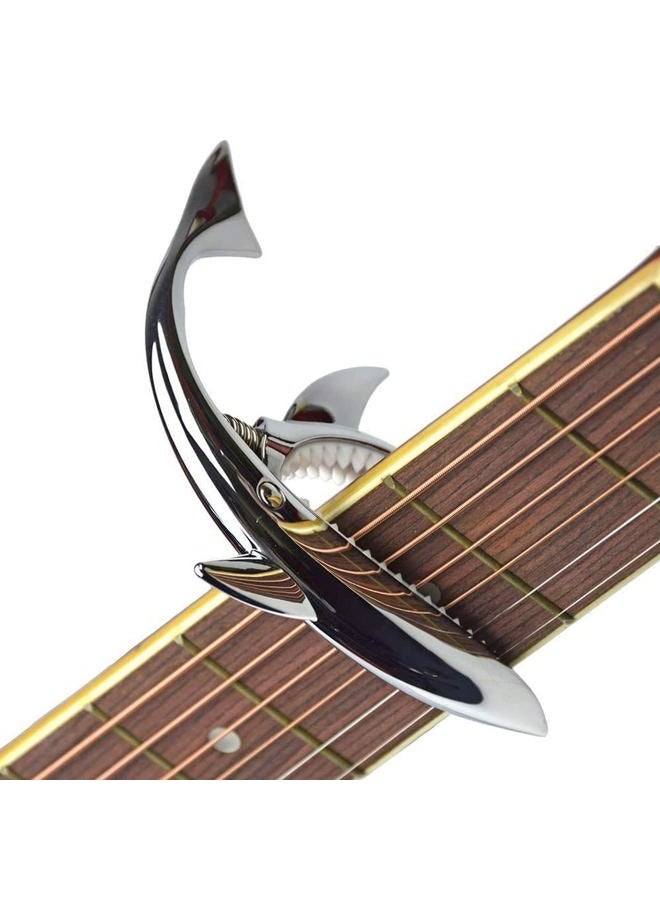 JINWEE Shark Guitar Capo Pretty Cool Capo for Electric Acoustic Classical Guitar Ukulele Zinc Alloy Spring Capo (silver) - Image 2