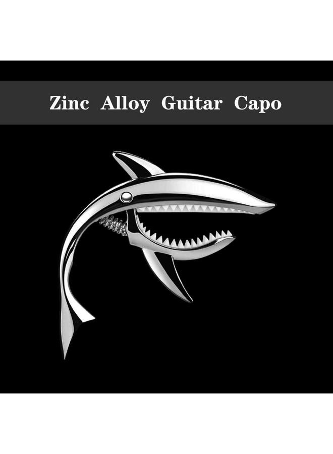 JINWEE Shark Guitar Capo Pretty Cool Capo for Electric Acoustic Classical Guitar Ukulele Zinc Alloy Spring Capo (silver) - Image 4