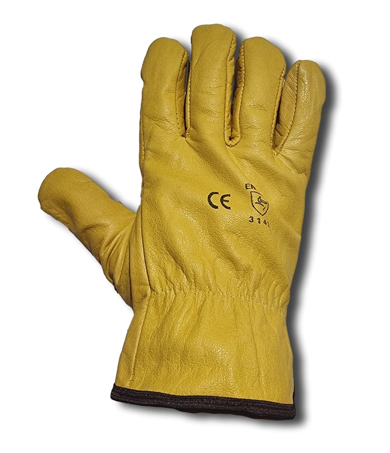 LLB LLB Premium Fleece Lined Yellow Leather Winter Thermal Cold Work Gloves PPE HGV Lorry One Pair (Medium M 8) - Image 2