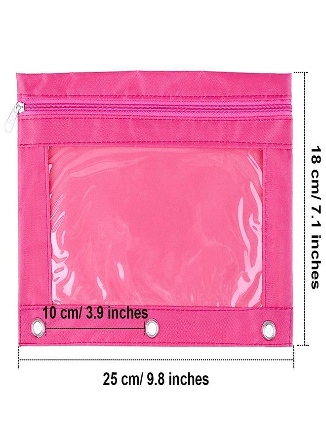 SdeFe Zippered Binder Fabric Pencil Pouch 3 Rings with Clear Window for School Classroom Organizers 8 Pack (Multicolor) - Image 5