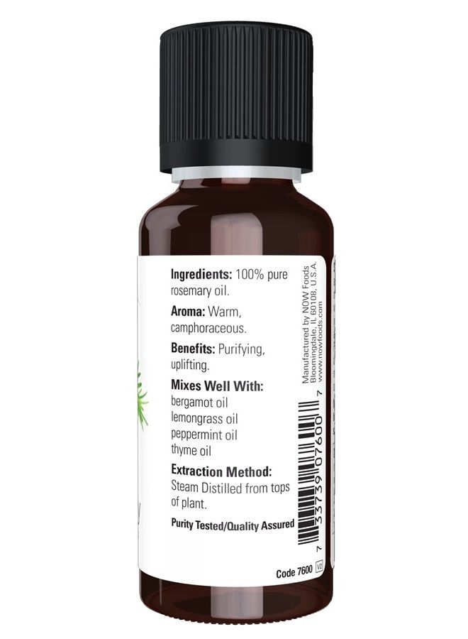 now Essential Oils, Rosemary Oil, Purifying Aromatherapy Scent, Steam Distilled, 100% Pure, Vegan, Child Resistant Cap, 1-Ounce  - Image 2
