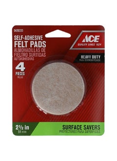 ACE 4-Piece Self-Adhesive Round Felt Pad Set Brown 2.5 Inch 5426333 