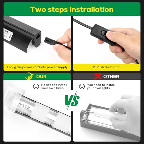 Hygger zoo T5 Reptile Light Fixture Combo Kit 24W Light Fixture Reptile Terrarium Hood 10.0 UVB Light Bulb Fluorescent Tube Ideal for Tropical and Deserts Such as Bearded Dragon Lizards and Tortoises - Image 5
