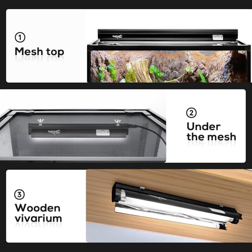 Hygger zoo T5 Reptile Light Fixture Combo Kit 24W Light Fixture Reptile Terrarium Hood 10.0 UVB Light Bulb Fluorescent Tube Ideal for Tropical and Deserts Such as Bearded Dragon Lizards and Tortoises - Image 4