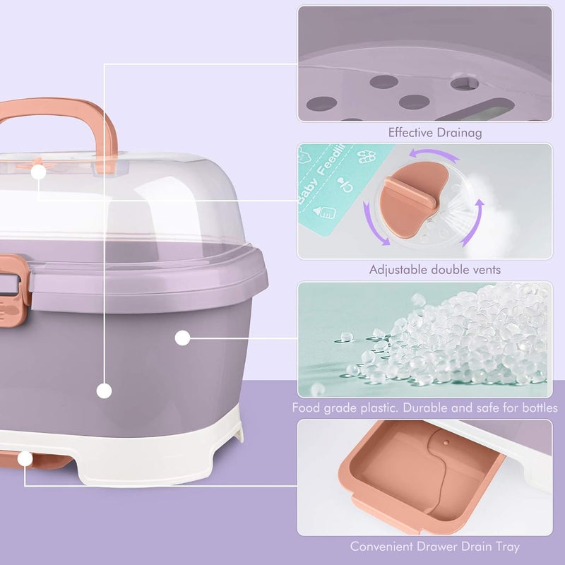 NiHome حامل تخزين زجاجات الأطفال المحمولة مع غطاء مضاد للغبار باللون الأرجواني - Image 4