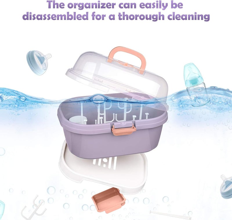 NiHome حامل تخزين زجاجات الأطفال المحمولة مع غطاء مضاد للغبار باللون الأرجواني - Image 5