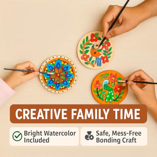 tikki tots Tikkitots Mandala Painting Kit with Acrylic Colours | 4 Inch Pre Marked Canvas | DIY Art for Beginners Adults & Kids | Fun Easy & Relaxing Creative Craft Set | Gifting & Home Decor - Image 2