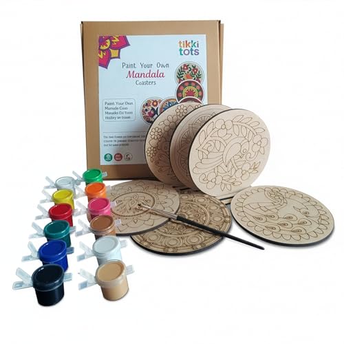 tikki tots Tikkitots Mandala Painting Kit with Acrylic Colours | 4 Inch Pre Marked Canvas | DIY Art for Beginners Adults & Kids | Fun Easy & Relaxing Creative Craft Set | Gifting & Home Decor - Image 1