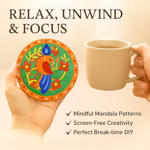 tikki tots Tikkitots Mandala Painting Kit with Acrylic Colours | 4 Inch Pre Marked Canvas | DIY Art for Beginners Adults & Kids | Fun Easy & Relaxing Creative Craft Set | Gifting & Home Decor - Image 3