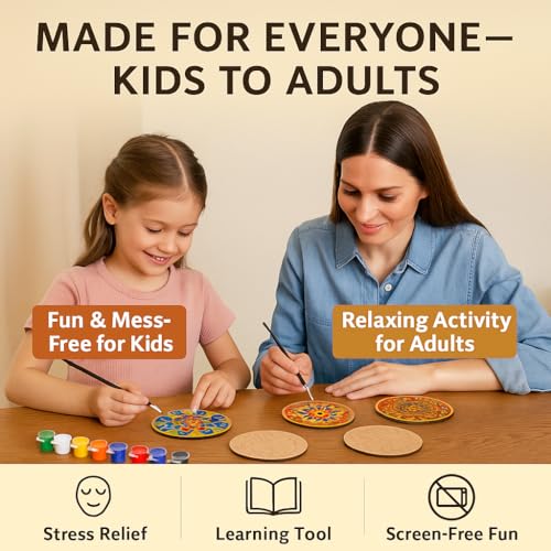 tikki tots Tikkitots Mandala Painting Kit with Acrylic Colours | 4 Inch Pre Marked Canvas | DIY Art for Beginners Adults & Kids | Fun Easy & Relaxing Creative Craft Set | Gifting & Home Decor - Image 4