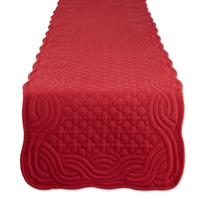 DII Quilted Farmhouse Collection Tabletop, Table Runner, 13x72, Cranberry - Image 1