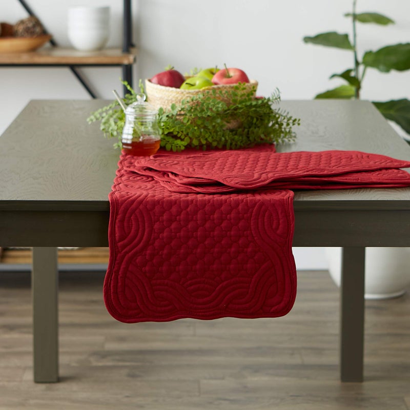 DII Quilted Farmhouse Collection Tabletop, Table Runner, 13x72, Cranberry - Image 5