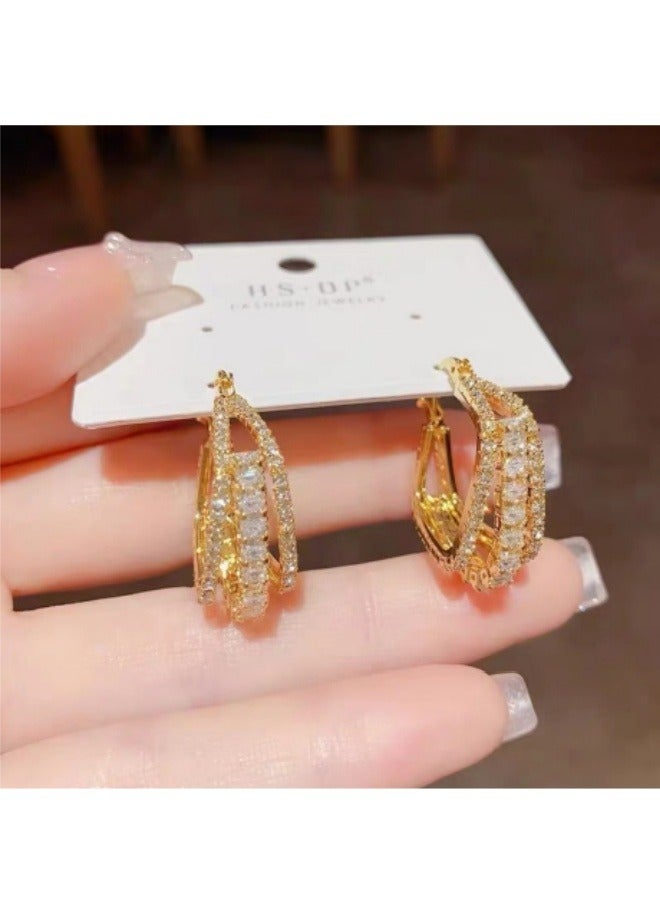 Fashionable And Elegant Zircon Earrings Geometric Square Earrings - Image 2