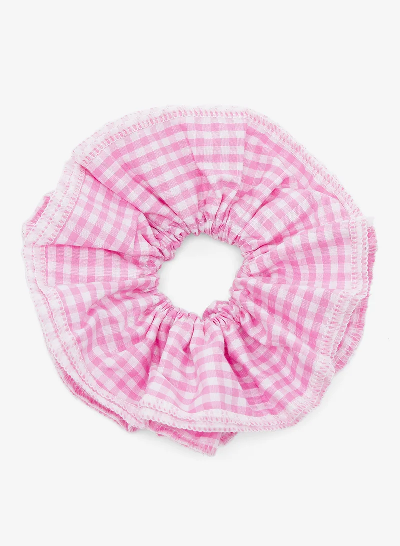 Ginger Gingham Ruffle Scrunchie
