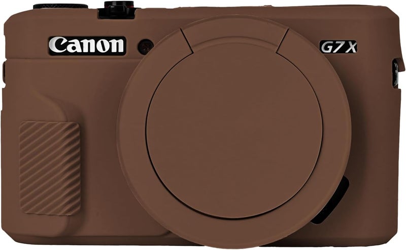 إيزي هود حقيبة G7X2، حقيبة كاميرا لـ Canon G7 X Mark II، غطاء حماية من السيليكون الناعم مع غطاء عدسة قابل للإزالة لكاميرا Powershot G7X Mark II DSLR - بني - Image 1